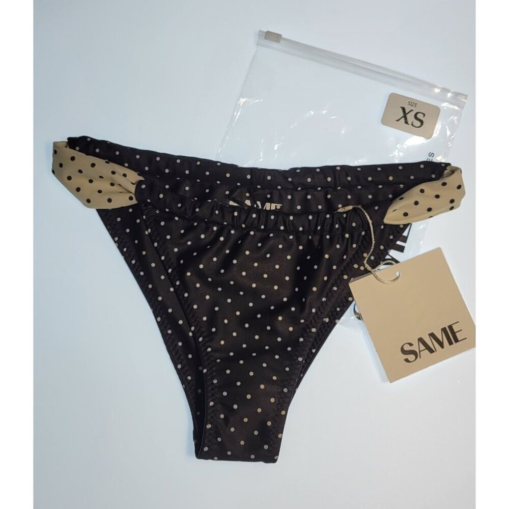 SAME Los Angeles Bottom Swim Womens Mid  Rise Polka Dot Xsmall Black/white